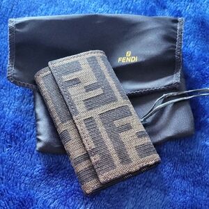 FENDI Zucca Black and Brown Key Holder Never Used NWOT
